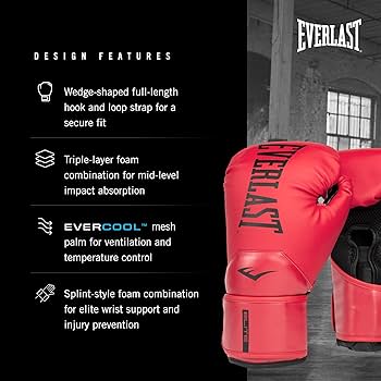 Amazon | Everlast Elite 2 Boxing Gloves (Red, 16oz
